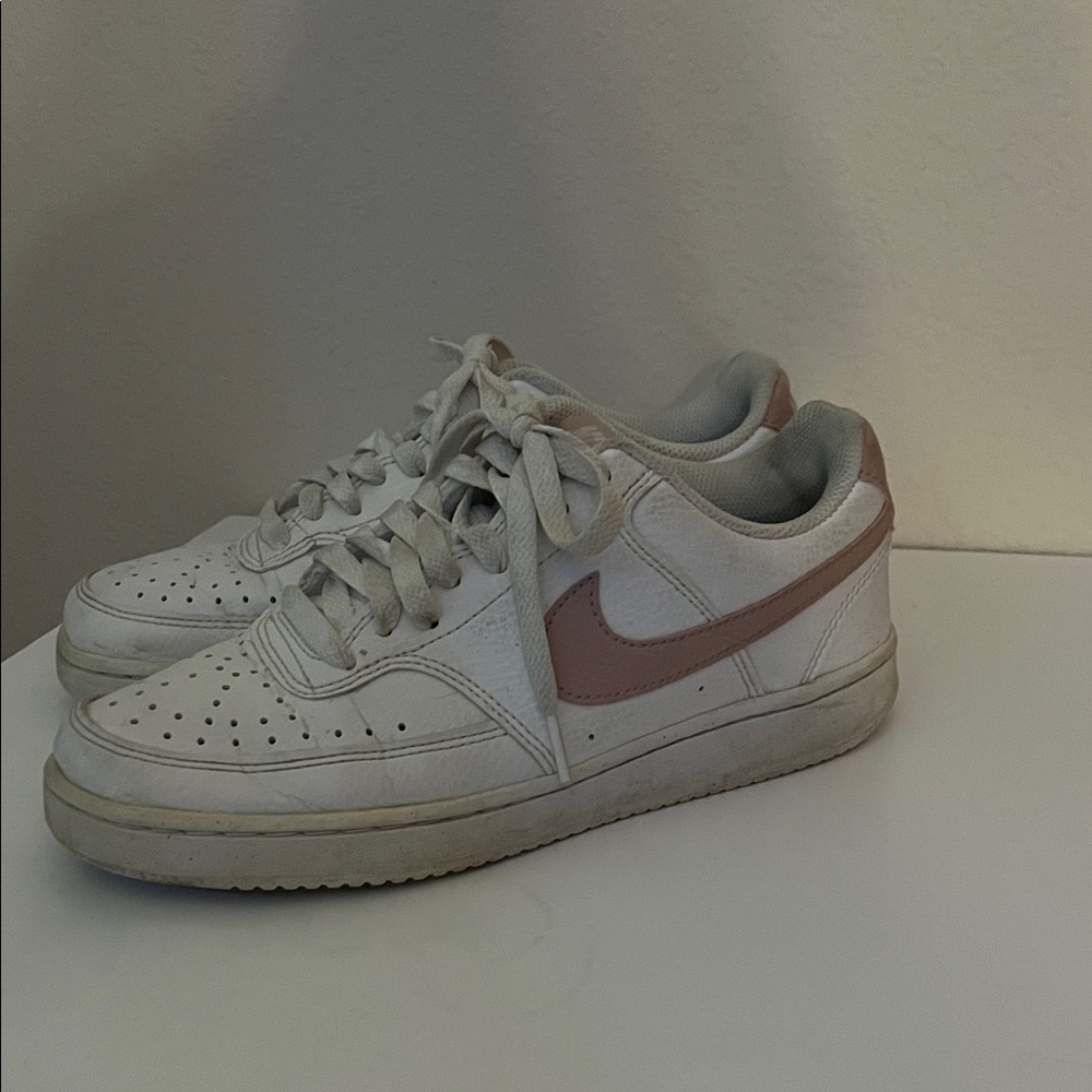 Women's White and Pink Sneakers